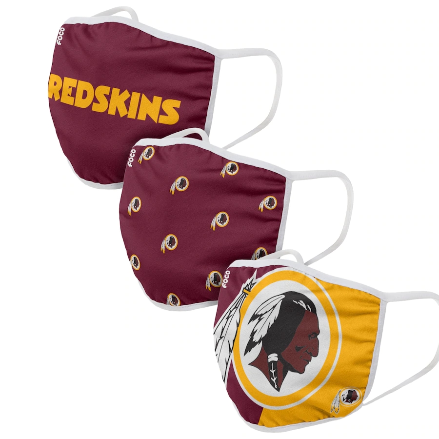  Washington Redskins Adult Face Covering 3-PackDust mask with filter->washington redskins->NFL Jersey